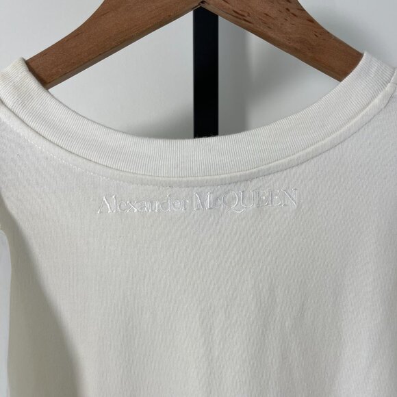 Alexander McQueen Women's White Asymmetric Ruffle Drop Waist Mini Dress Size 40 - Picture 4 of 10